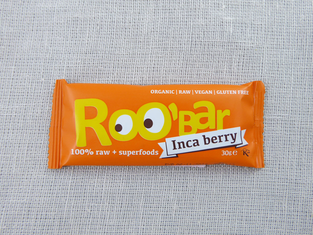 Batonėlis „Roo'Bar: Inca berry“ (Peruvinės dumplūnės uogos)