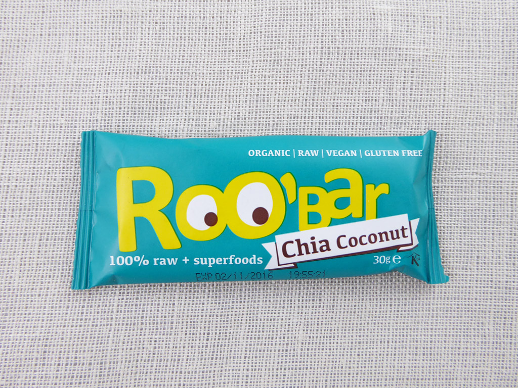 Batonėlis „Roo'Bar: Chia, Coconut“ (Chia sėklos, kokosai)