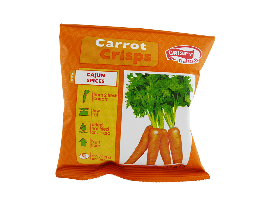 Crispy Natural: Carrot Crisps (Morkų traškučiai su aštriu prieskonių mišiniu)